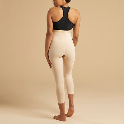 Marena Recovery style LGM calf length compression girdle, back view in beige