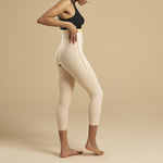 Marena Recovery style LGM calf length compression girdle, side view in beige