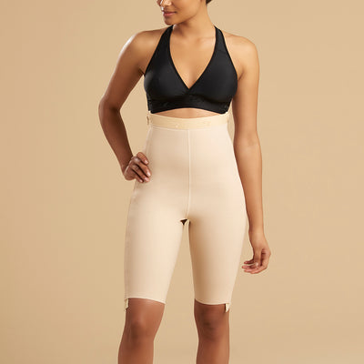 High Waist Compression Girdle Below Knee - Contact Closure with Zipper,  White (#2070)