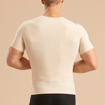 Marena Recovery style MCV-SS Short sleeve compression vest with front zipper, back view in beige