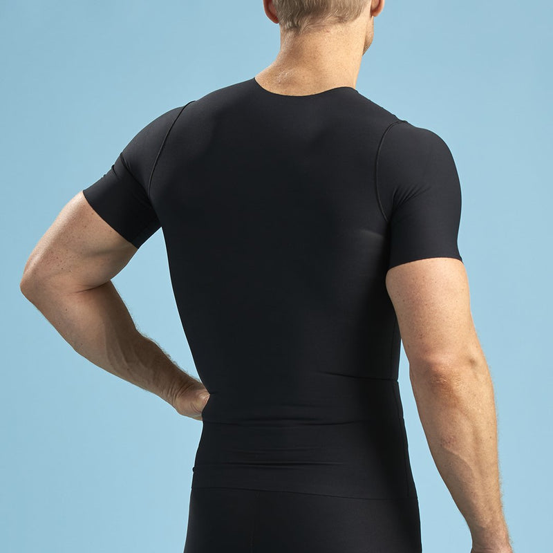 Marena Shape style ME-1000 Short sleeve compression crew neck, front view in black