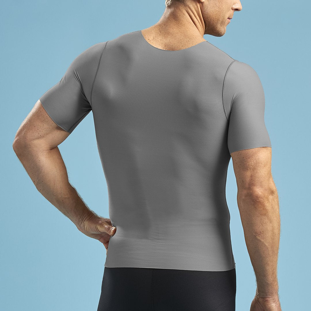 Marena Shape style ME-1001 Short sleeve compression v-neck , back view in grey