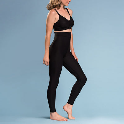 Marena Shape style ME-621 High-waist compression legging side pose view, in black