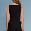 Marena Shape style ME-802 Easy-on compression tank top close-up back view, in black