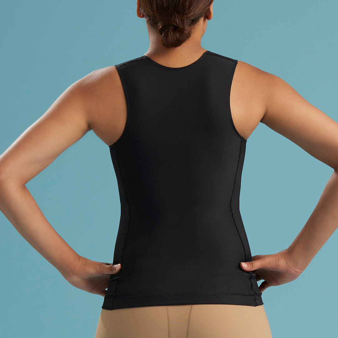 Marena Shape style ME-806 Easy-On pocket compression cami back view, in black