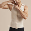 Marena Recovery style MHV Sleeveless front zipper compression vest in beige, showing male model adjusting shoulder straps