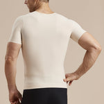 Marena Recovery style MHV-SS Short sleeve Compression vest with front zipper, back view in beige