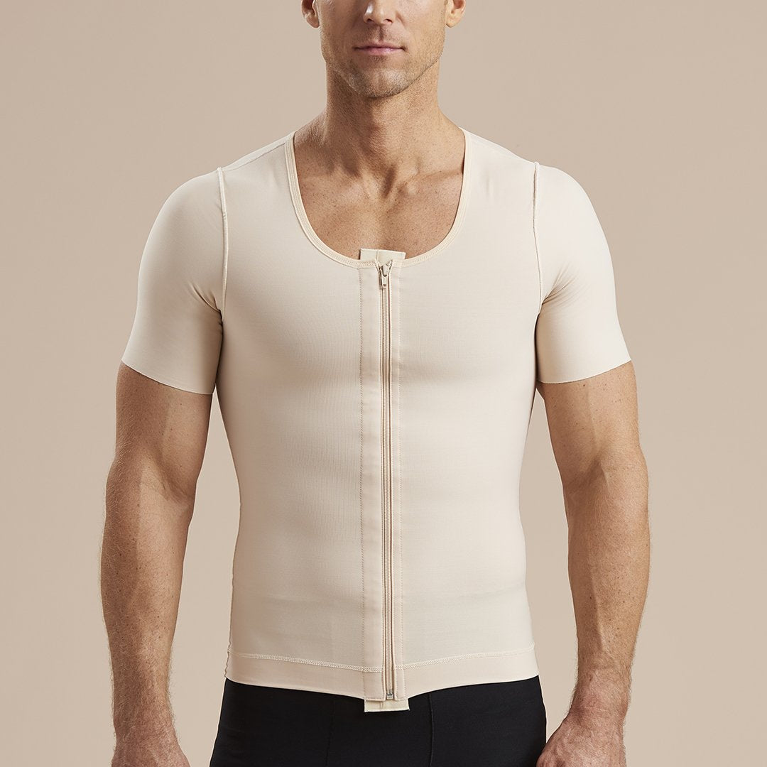Male Mid Sleeve (3/4) Abdominal Cosmetic Surgery Compression Vest with  Zipper (MG06-MS)