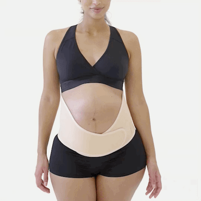 Marena Maternity™ Bump & Back Support Belt, rotation view, shown in beige
