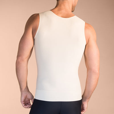 Marena Recovery style MTT Sleeveless compression Tank top, close up back view in beige