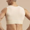 Marena Recovery style MVS Short compression vest with zipper and velcro straps, back detail view in beige