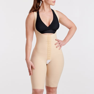 Female Curves Bodysuit With Hidden Reinforcement Panels Short Length, front view in beige