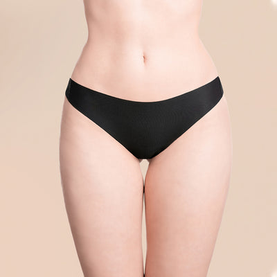 Marena Recovery Single-Use Thong for physician's office use, front view, black