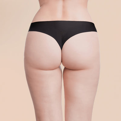 Marena Recovery Single-Use Thong for physician's office use, back view, black