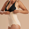 Marena Recovery style SFBHA panty length compression girdle with high-back, side closure view in beige