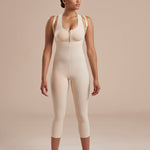 Marena Recovery style SFBHM2 capri length compression girdle with high back no closures,  front view in beige