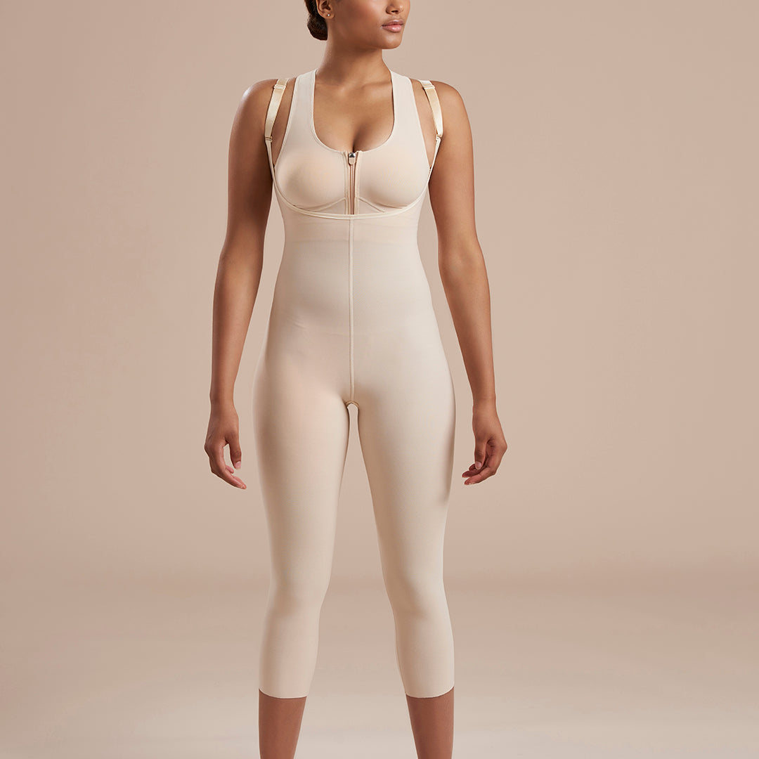 11523 - STAGE 2 BRALESS FULL BODY ABOVE KNEE FAJA WITH SLEEVES – MSContours