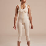 Marena Recovery style SFBHM Capri length compression girdle with high-back front view in beige