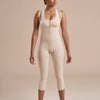 Marena Recovery style SFBHM Capri length compression girdle with high-back front view in beige