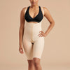 Marena Recovery style SFBHS Thigh length compression girdle with high back, front pose view in beige