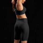 Marena Sport style 224 Core Natural Waist compression short back pose view, in black 