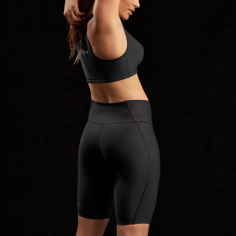 Marena Sport style 224 Core Natural Waist compression short front pose view, in black 