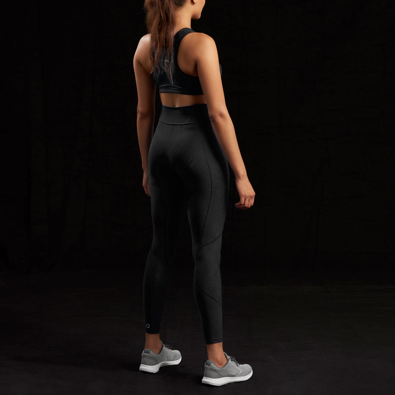 Marena Sport style 226 Natural waist compression legging, front view in black