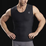 Marena Sport style 500 Compression Tank top, front close up view in black