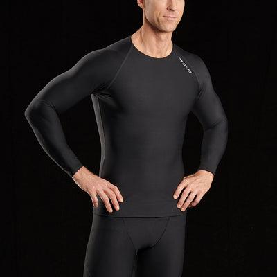 Marena Sport style 503 Long sleeve compression shirt close-up side view, in black