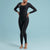 Marena Shape style VA-01 VerAmor Long-sleeve tall inseam compression bodysuit, front pose view, in black