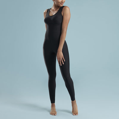 Marena Shape style VA-02 VerAmor Sleeveless tall inseam compression bodysuit, front pose view in black
