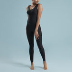 Marena Shape style VA-02 regular inseam compression bodysuit, front view in black