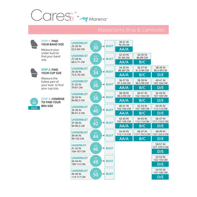 Caress by Marena Size Chart, Mastectomy Bra, B16