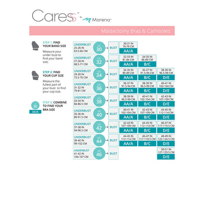 Caress by Marena Size Chart, Mastectomy Bra, B19
