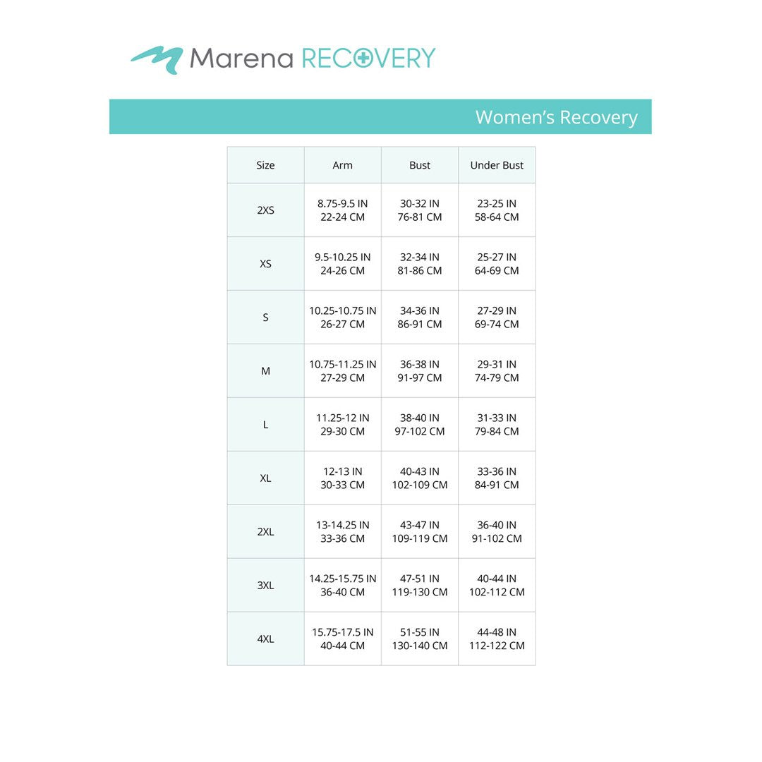 Marena Women's Recovery, arm bust underbust point of measure