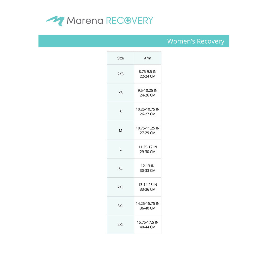 Marena Women's Recovery size chart 