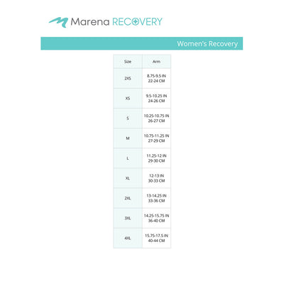 Marena Women's Recovery size chart