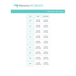 Marena Women's Recovery size chart, bust underbust point of measure