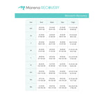 Marena Women's Recovery Size Chart, Bust, Waist, Hips and Thigh point of measure