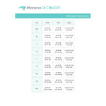 Marena Women's Recovery size chart, waist, hips thigh size chart 